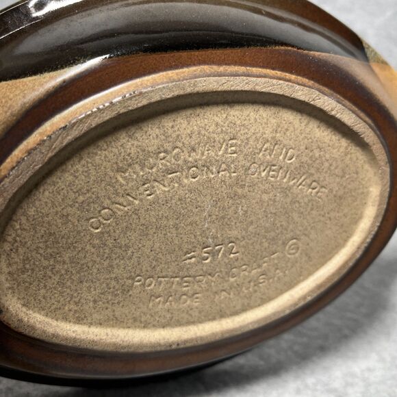 Pottery Craft USA Vintage Stoneware 10" Au Gratin Baking Dish 572‎ Brown MCM - Picture 4 of 9